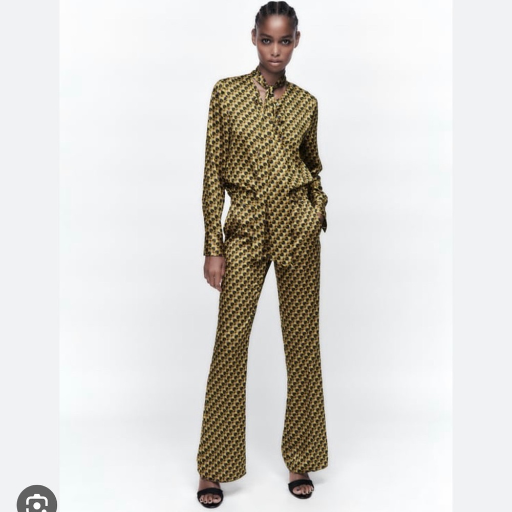 Zara printed flared trousers